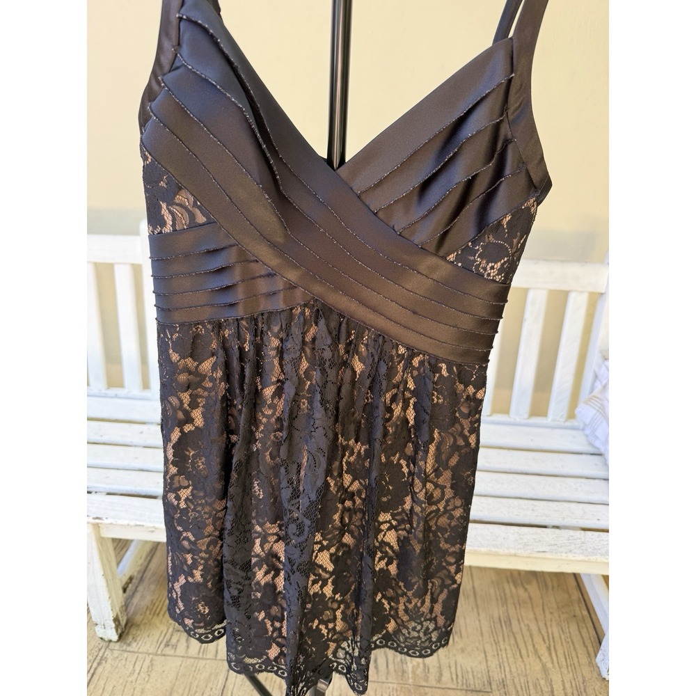 BCBG Max Azria Black Lace and Satin Dress